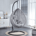 thumbnail image 4 of Sumdeal Hammock Chair Egg Swing Chair with Soft Cushions, UV-Resistant, 300lbs Load Capacity, Perfect for Patio, Garden, and Living Room Spaces,Gray,SW010, 4 of 7