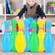 thumbnail image 4 of 1 juego de bolos para niños, juguetes de plástico para bolos, juguetes educativos divertidos para bolos para niños pequeños (color aleatorio), 4 of 6