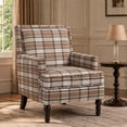 thumbnail image 2 of Leumius Modern Accent Chair with Wood Legs,Vintage Upholstered Armchair Single Sofa Chair Reading Accent Chair for Living Room Bedroom Office,Coffee, 2 of 4