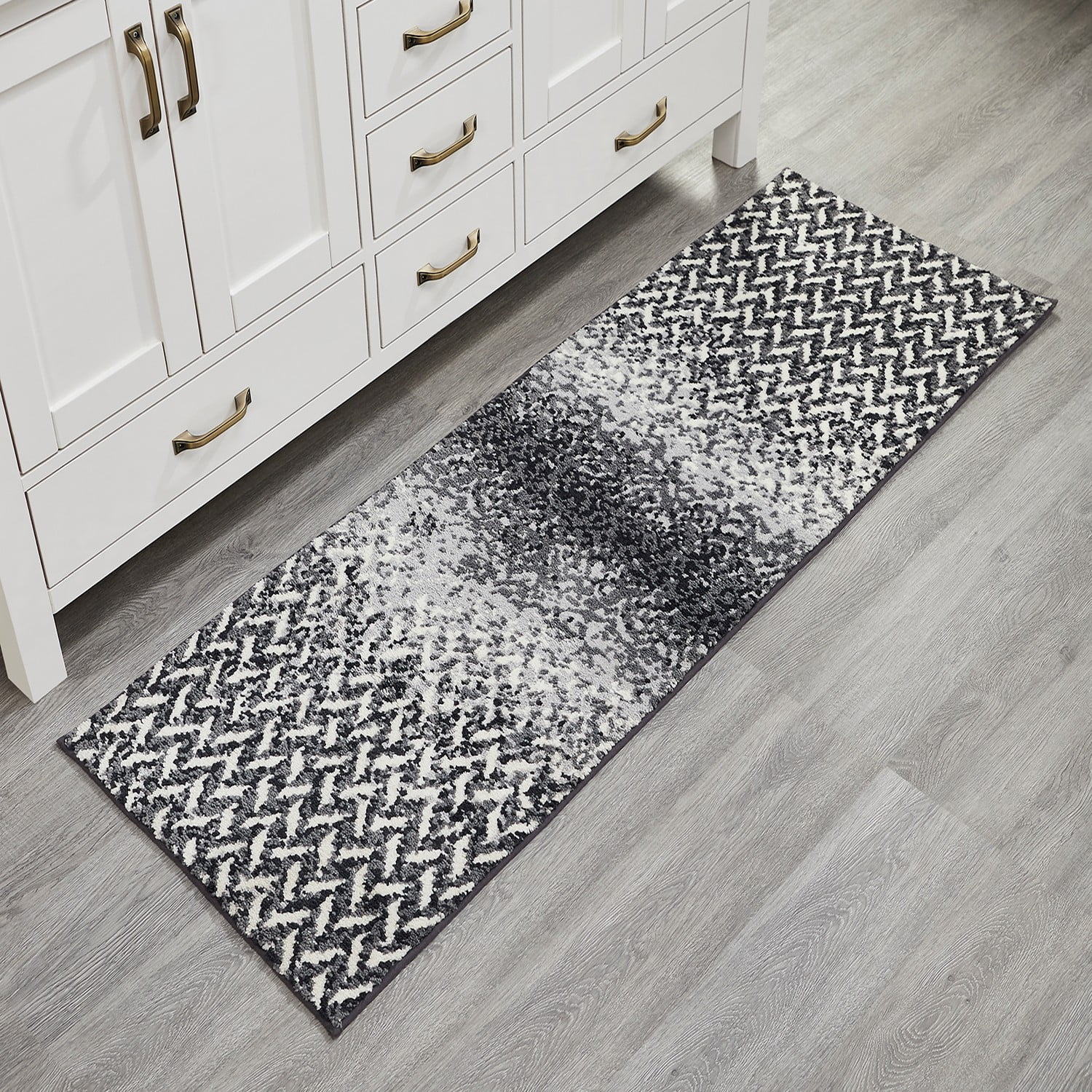 Better Trends Bath Rug Set 3 Piece Bath Mat Non Slip Micro Polyester Bathroom Floor Set, Shower, Tub, Casablanca Collection – (Gray)