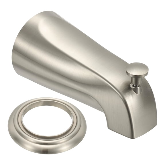 Uxcell Slip on Diverter Tub Spout, Zinc Alloy Bath Spout Bathtub Faucet with Pull-Up Diverter Faucet Cover for 1/2 Inch Water Tub for Bathroom Kitchen, Brushed Nickel