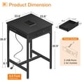 thumbnail image 2 of 24x24 Inch Bar Table with Power Outlets & Storage, Modern Counter Height Pub Table with Sturdy Legs for Kitchen & Dining, High Top Console Indoor Table, Black, 2 of 8