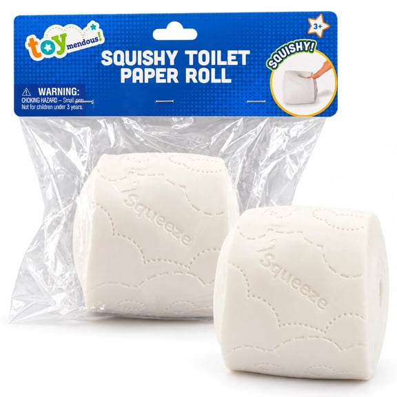 Squishy Toilet Paper Roll Toy, Soft Squeezable Novelty Fidget Toy, Funny Bathroom Themed Sensory Squeeze Toy for Ages 3 , Desk Toy Party Favor and Gag Gift, White