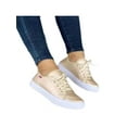 thumbnail image 1 of Avamo Women Breathable White Sneaker Round Toe Skate Shoes Casual Lightweight Lace Up Fashion Sneakers Gold 5.5, 1 of 3