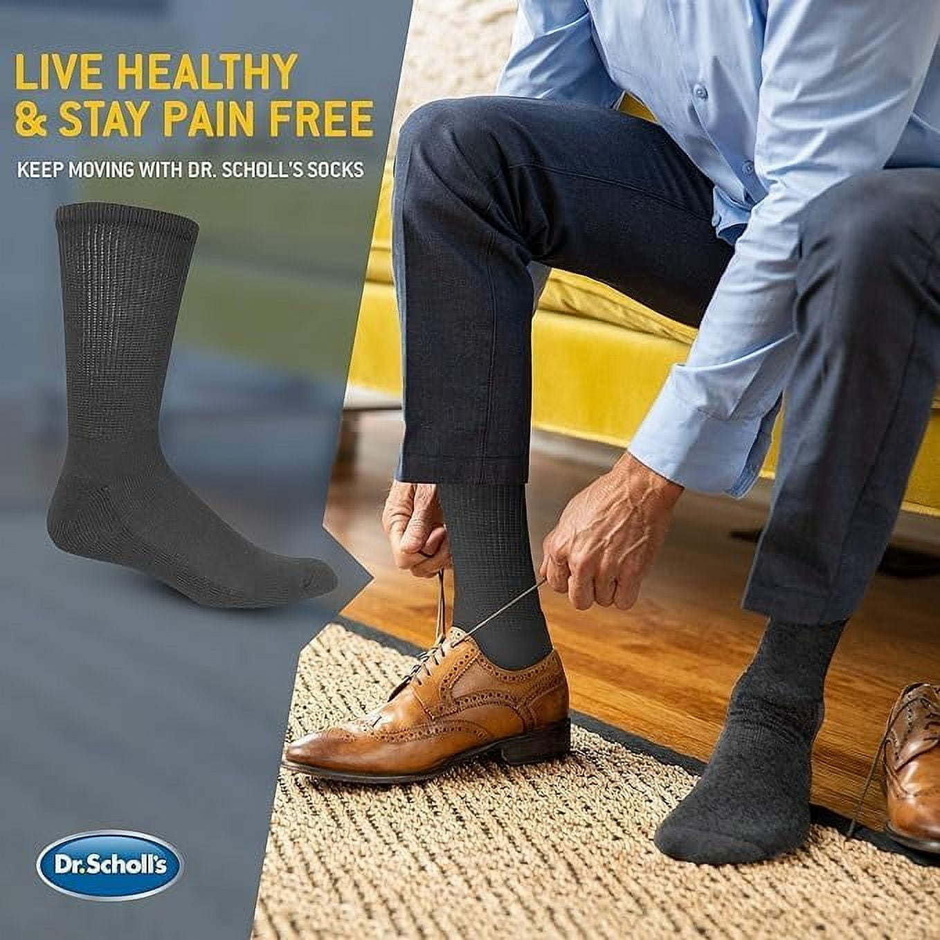 Dr. Scholl's Men's Big and Tall Diabetes and Circulatory Crew Socks 6-Pack