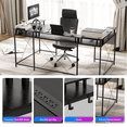 thumbnail image 3 of U Shaped Desk, 126 Inch Gaming Desk with Monitor Stand and LED Lights, Reversible Shaped Large Computer Desk with Power Outlets, Large Corner Office Desk with Storage Bag and Hooks, 3 of 9