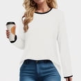 thumbnail image 5 of Towmus Womens Long Sleeve Shirts Loose Fit Crew Neck Trend Fall and Winter Clothes Going Out Basics Tees, 5 of 6