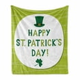 thumbnail image 1 of St. Patrick's Day Soft Flannel Fleece Throw Blanket, Retro Design Celebration Party Irish Hat and Shamrocks, Cozy Plush for Indoor and Outdoor Use, 70" x 90", Pale Green White, by Ambesonne, 1 of 6