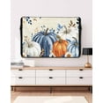 thumbnail image 3 of Outdoor TV Cover 40 to 43 Inch Weatherproof, Retro Fall Thanksgiving Waterproof TV Screen Protector for Outside Decor with Zipper and Pocket 40"L x 25"H , White Orange Blue Pumpkin Floral Leaf, 3 of 7