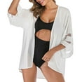 thumbnail image 3 of Zando Bathing Suit Cover Ups for Women Floral Kimono Cardigans for Women Loose Chiffon Beach Coverup A Classic White L, 3 of 4