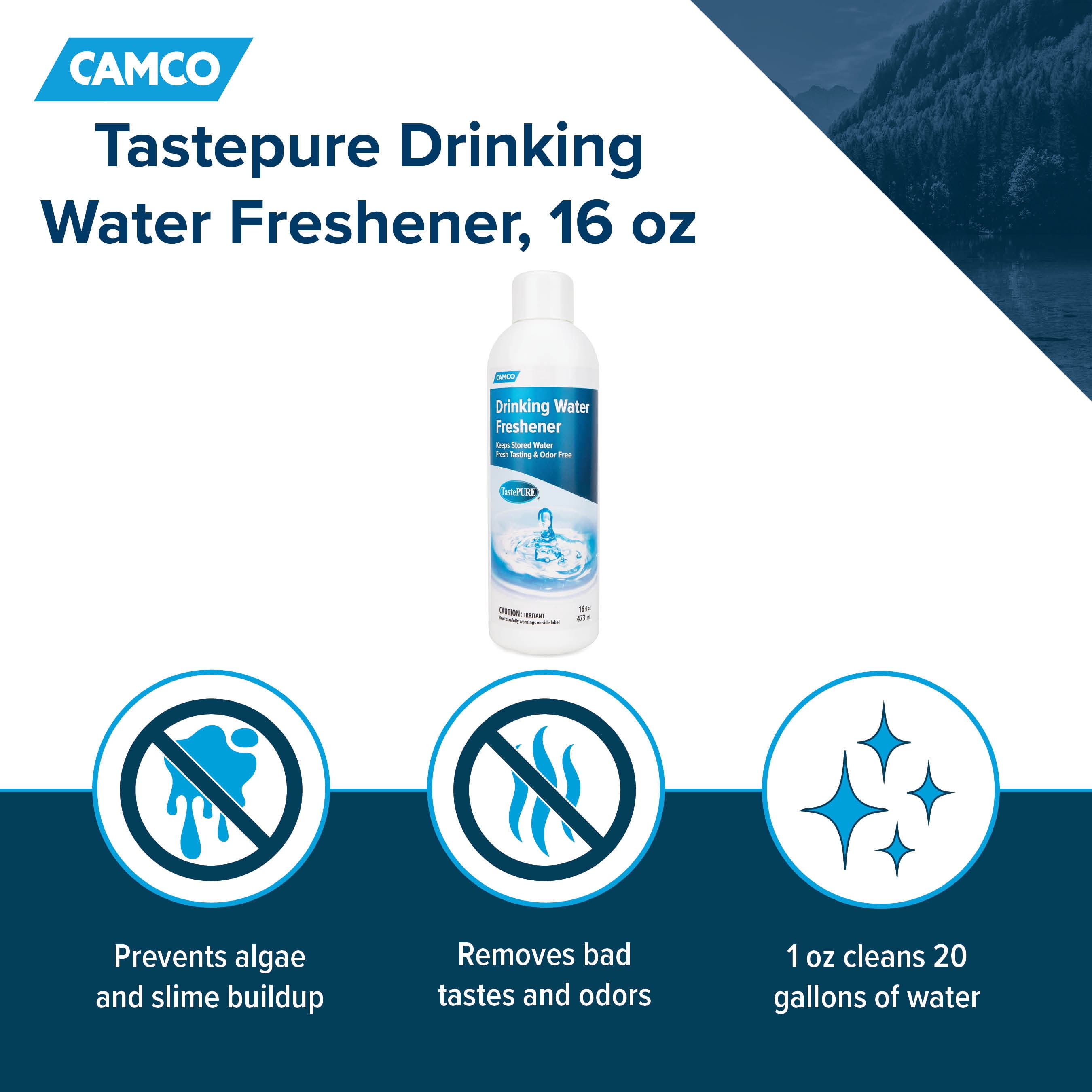 (2 pack) Camco Tastepure Liquid Drinking Water Freshener for RV Drinking Water Tanks, 16 fl oz (40206)