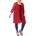 thumbnail image 4 of Agnes Orinda Women's Plus Size Valentines Day Cardigans Lace Lightweight Knit 3/4 Sleeves Cover Up Cardigans 3X Red, 4 of 6