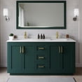 thumbnail image 2 of Wyndham Collection Miranda 66" Wood&Marble Double Bathroom Vanity in Green/Gold, 2 of 7