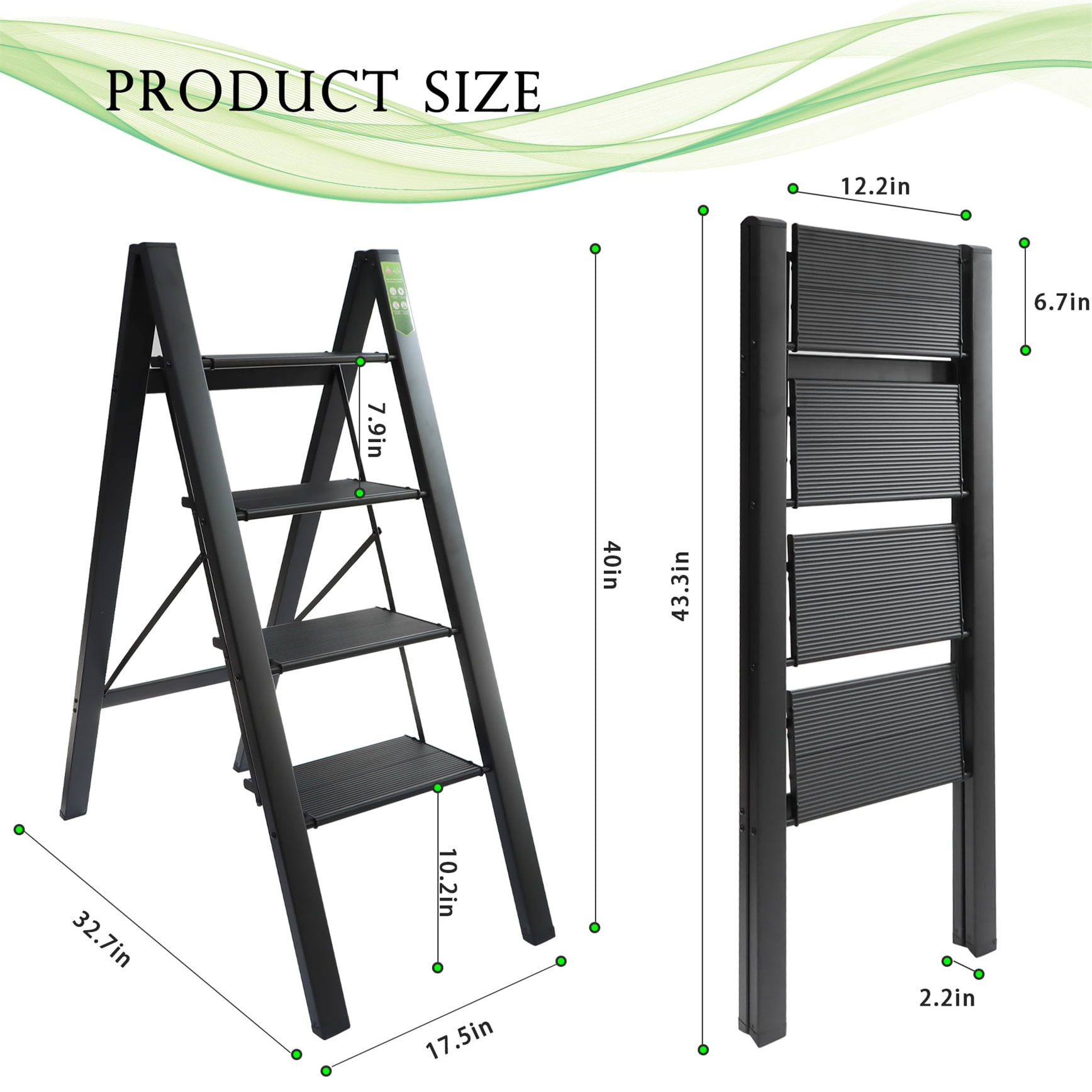 Labwork 4 Step Ladder Folding Step Stool with AntiSlip Pedal Aluminum