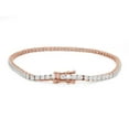 thumbnail image 3 of AFFY 4MM Width Moissanite Diamond Tennis Chain Bracelet in 14k Rose Gold over Silver 7.5" Long, 3 of 6