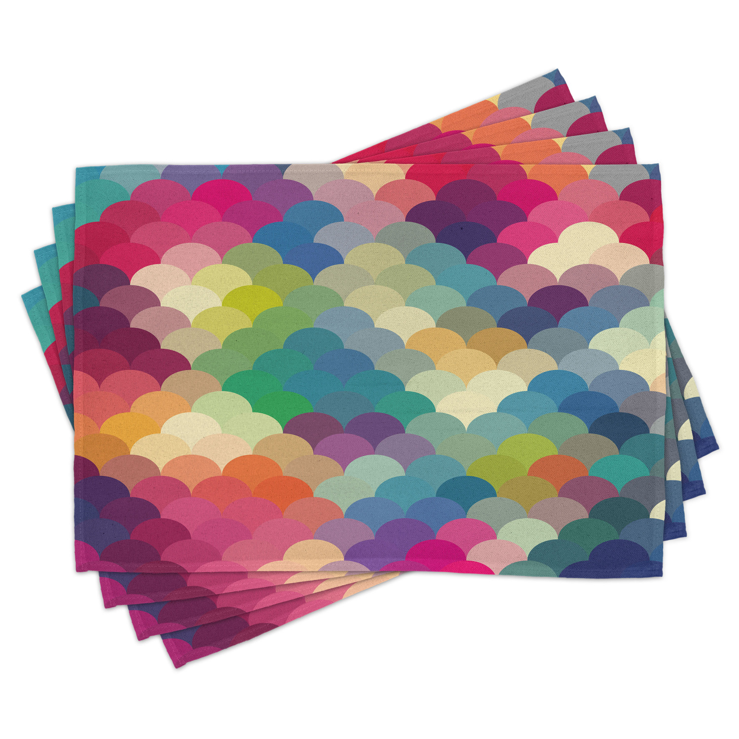 Abstract Placemats Set of 4 Colorful Retro Style Scales Inspired Wave