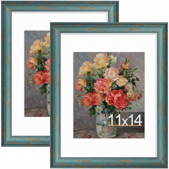 decorUhome 8x10 Picture Frames Set of 2, Display 5x7 Pictures with Mat or 8x10 without Mat, Wall and Tabletop Display Photo Frames, Gold