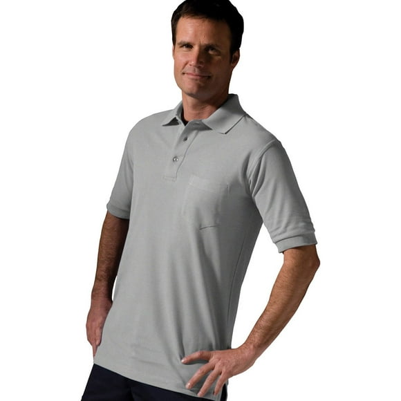Ed Garments Short Sleeve Pique Polo Pocket Shirt, HEATHER GREY, XXX-Large