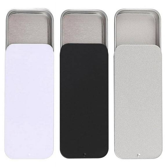 HOT 3 PCS Metal Slide Top Tin Containers, 3.14 X 1.33 0.47 Inches Portable Tins Container, Rectangular Empty Containers