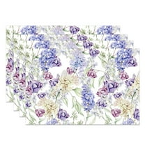 SUNOLIFE Lavender Floral Placemats Spring Purple Flowers Table Mats Set of 4 for Dining Table Decorations 12x18 inch