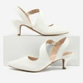 thumbnail image 5 of Bocca Women's Heel Pumps White Pu 2 inch Slingback Dress Shoes 10M, 5 of 5