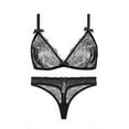 thumbnail image 1 of Varsbaby Ensemble Soutien-Gorge Sans Armature en Maille Transparente et Strings pour Femmes, 1 of 5