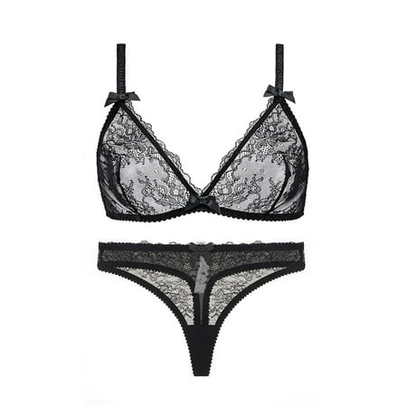 

Varsbaby Women s See Through Mesh Wirefree Bra and Thongs Set