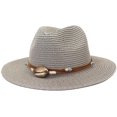 thumbnail image 2 of Women Straw Panama Hat Travel Fedora Beach Sun Hat Summer Wide Brim Straw Roll up Hat UPF 50+, 2 of 2