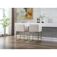 thumbnail image 3 of Guyou 26.75" Modern Bar Stools Set of 2, Linen Upholstered Counter Height Bar Stool with Back and Arms, Kitchen Island Stool with Gold Metal Frame for Home Bar Restaurant, Cream, 3 of 9