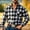 Blue, variant on SGFCWSX Men's Flannel Shirt Plaid Long Sleeve Button Down Western Casual with Chest Pocket Shirts Coffee Size 4XL