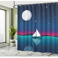 thumbnail image 4 of Ambesonne Summer Shower Curtain, Boat Yacht on the Sea Sky, 69"Wx75"L, Magenta Teal and Night Blue, 4 of 4