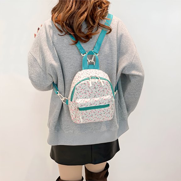 GASTROPOD Cute Nylon Lightweight Backpack, Small Mini Purse for Women with Zipper (Flower)