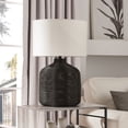 thumbnail image 2 of Evelyn&Zoe Jolina 27" Tall Oversized/Rattan Table Lamp with Fabric Shade, Black Rattan/White, 2 of 5