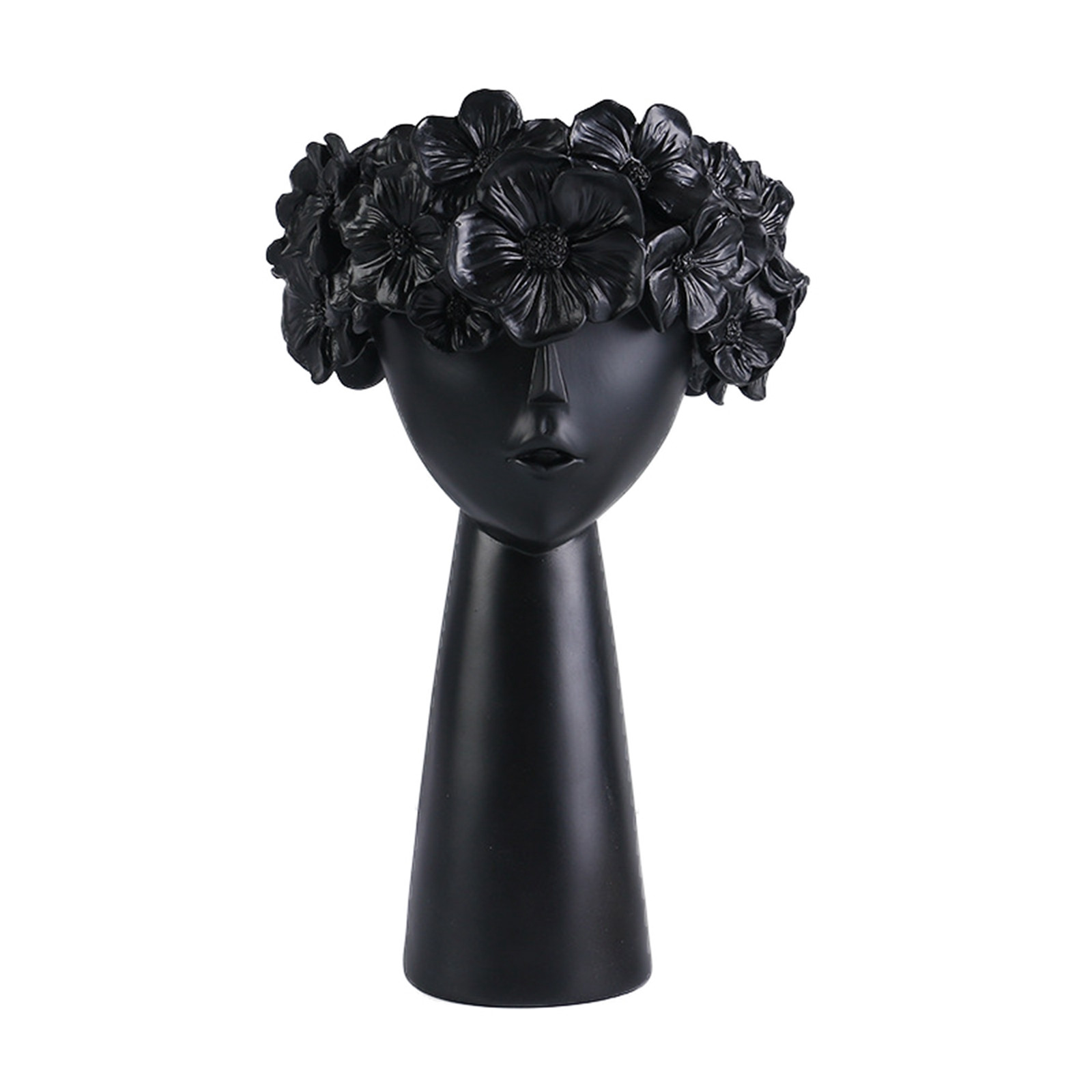 Xiaoluokaixin Creative Wreath Girl Flower Vase, Girl Half Face Resin