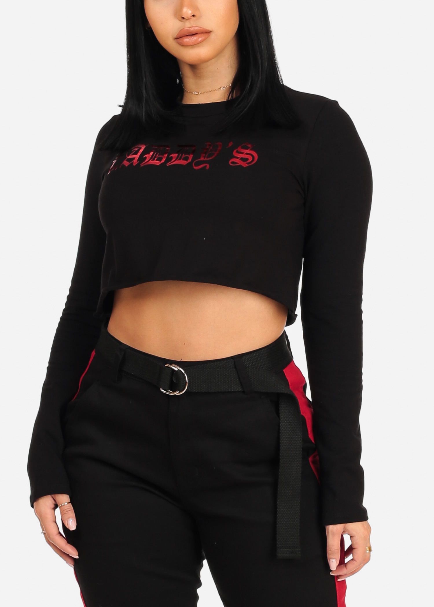 graphic long sleeve crop top