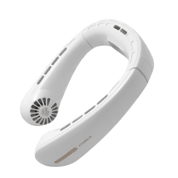 AZZARUS Bladeless Neck Fan – USB Rechargeable Personal Cooling Fan, 4000mAh Battery, 3 Speeds, 360° Airflow, White
