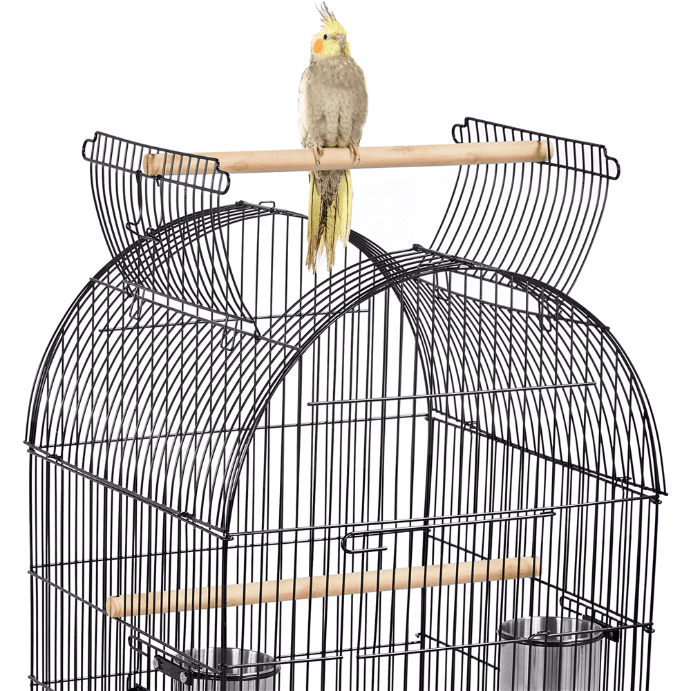 Yaheetech 59'' H Open Top Rolling Metal Bird Cage with Stand, Black