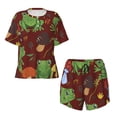 thumbnail image 5 of Wukai Frogs and Mushrooms Women's Pajama Set,Short-Sleeve Top and Shorts with Elastic Waistband and Pockets for Loungewear, Yoga, and Casual Wear-Small, 5 of 8