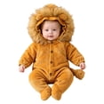 thumbnail image 5 of Baby Lion Hooded Romper Soft Plush Warm Animal Jumpsuit Halloween Dress-Up Outfit, 5 of 6