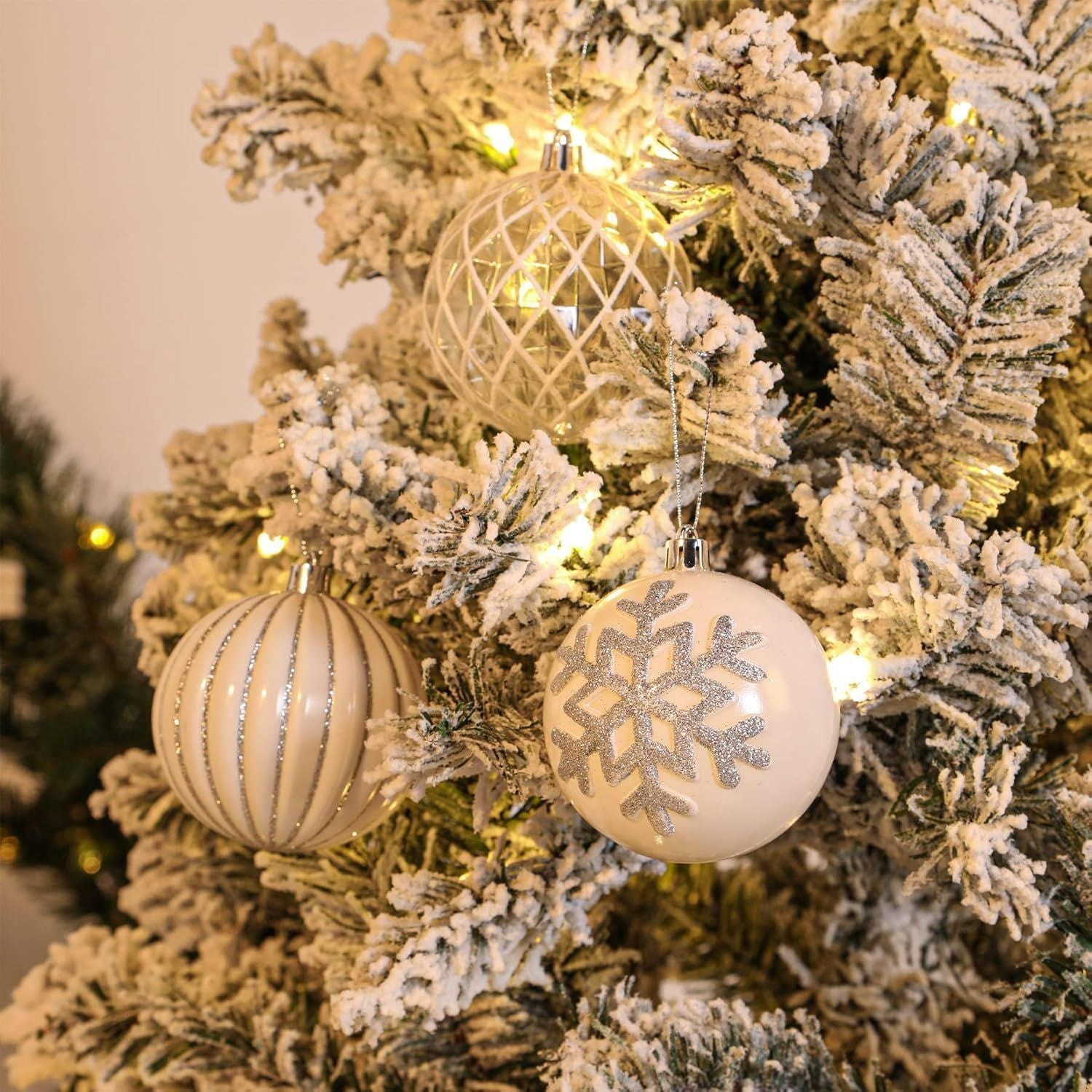 80mm Christmas Balls Ornaments,12PCS Colored Shatterproof Plastic Decorative Hanging Tree Decorations Baubles Set for Xmas Tree Decor Holiday Party Wedding Decoration with Lanyard