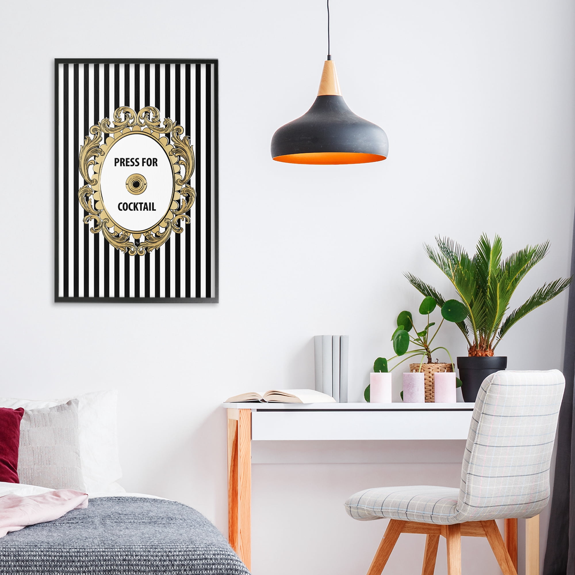 Stupell Industries Press For Cocktail Celebration Black Framed Giclee Art, design by Martina Pavlova