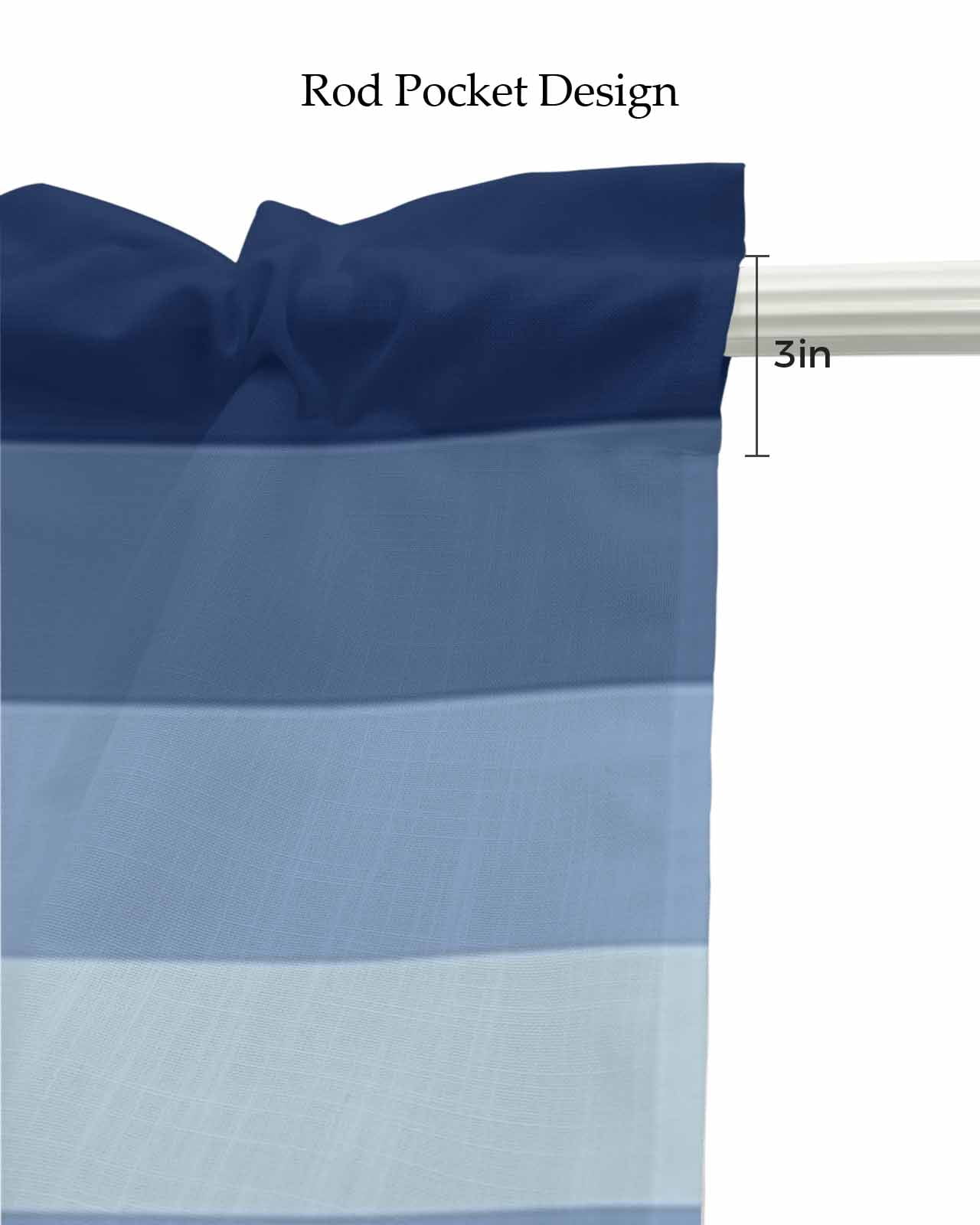 Navy Blue Ombre Linen Curtain Valance for Bedroom/Bathroom/Kitchen/Office/Living/Dining Room Window,Gradient Navy Blue Woods Farmhouse Rod Pocket Topper Decorative Cafe Drapes Panel 60"x18"