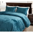 thumbnail image 3 of Chezmoi Collection Lux 3-Piece Teal Velvet Comforter Set Queen Size, All Season Lush Plush Velvet Bedding Set with Soft Washed Microfiber Reverse, 3 of 9