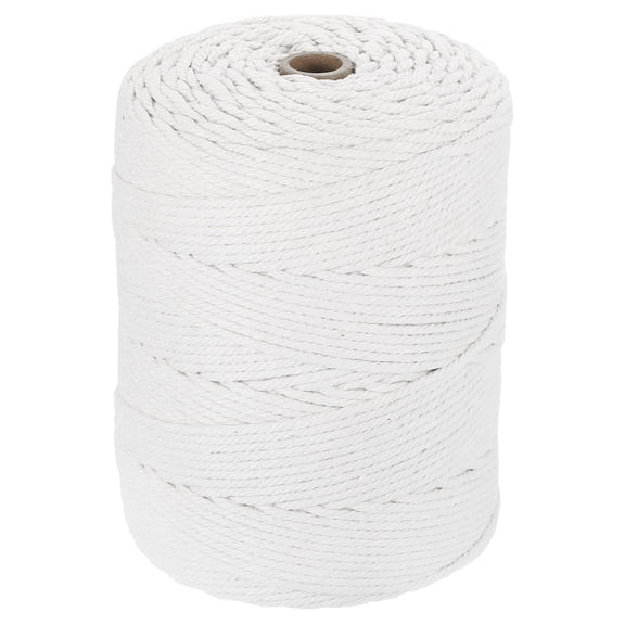 Uxcell Natural Macrame Cord 3mm x 328 Yards 4 Strand Twisted Cotton Macrame Rope for DIY Knitting Plant Wall Hanger Dreamcatcher, Light White