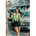 thumbnail image 6 of LA LEELA Hawaiian Shirts Womens Short Sleeve Tops Tropical Vacation Button up Summer Holiday Beach Party Dress Shirts Blouses for Women S Pineapple, Autumn Green, 6 of 6