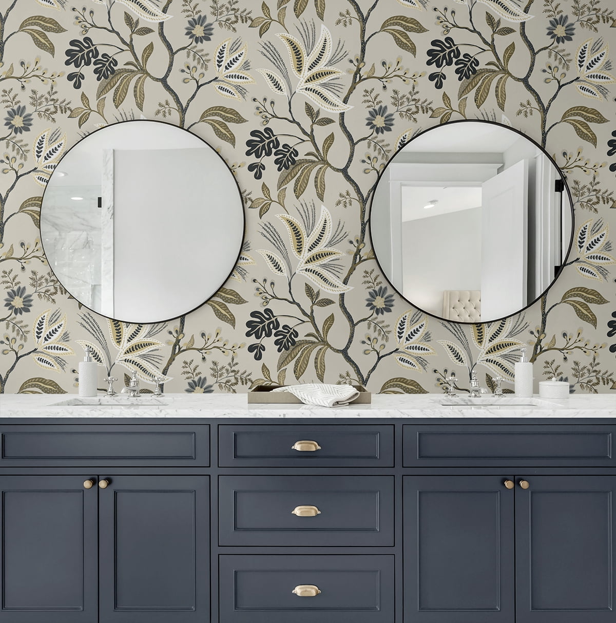 NextWall Neutral Forest Flourish Peel and Stick Wallpaper - 27 in. W x 18 ft. L Roll