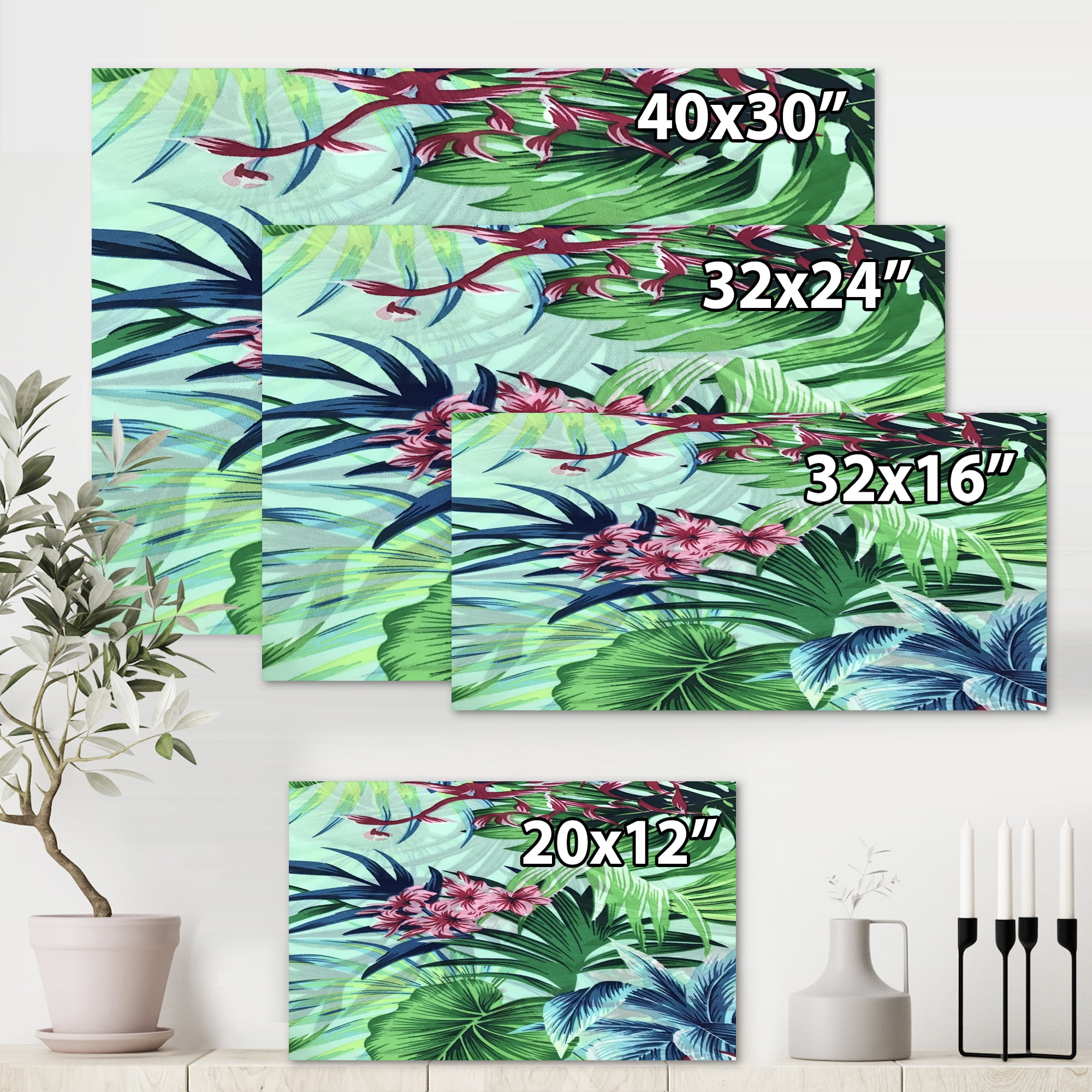 Designart ' VIntage Tropical Flowers VI ' Traditional Canvas Wall Art Print