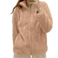 thumbnail image 2 of felwors Sherpa Jacket Women Long Sleeve Zip Up Fuzzy Sherpa Coats Collared Casual Oversized Lapel Jackets Fleece Warm Outerwear Pink, XL, 2 of 4