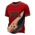 thumbnail image 2 of USA 2026 Soccer Cup Style V-Neck Jersey for Men, Short Sleeve Breathable Top with Dynamic Star & Ball Graphic, Lightweight Athletic Shirt, 1 PC Wine XXXXL, 2 of 8