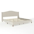 thumbnail image 2 of Martha Stewart Amelia King Upholstered Platform Bed with Curved Headboard and Cushioned Siderails, Wood Slat Foundation with No Box Spring Needed, Beige, 2 of 11
